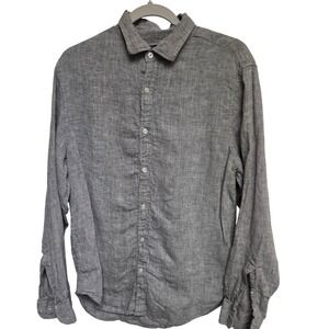 Banana Republic Camden Standard Fit Linen‎ Button Up Shirt Gray Women's Medium
